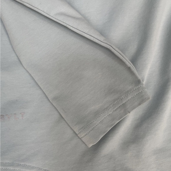 BYLT Drop Cut Long Sleeve Hooded Henley LUX Size Large Light Blue Comfort Casual - Picture 5 of 5